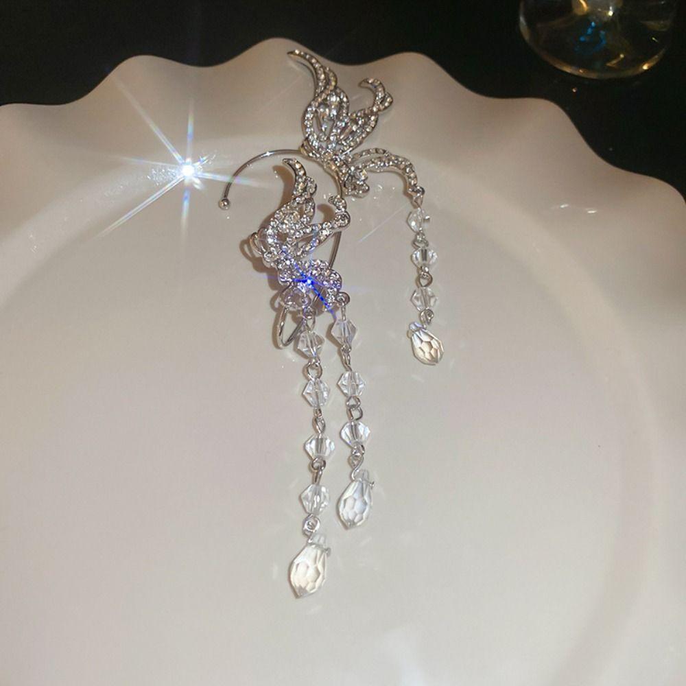 Luxury Butterfly Tassel Earring Korean Style Exaggerate Ear Cuff  Wedding Jewelry