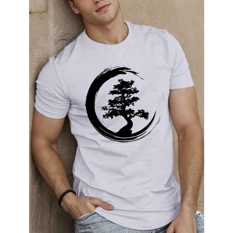 Lucky Tree Men s Short Sleeve T-shirt Summer T-shirt Top , Oversized, Cool, Casual, and Fashionable S белый