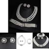 Water Diamond Geometric Jewelry Set For Wedding Bride Party Accessory Gift For Women