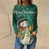 Tee Shirts For Women Casual Round Neck Long Sleeve Shirts Christmas Printing Top Pullover