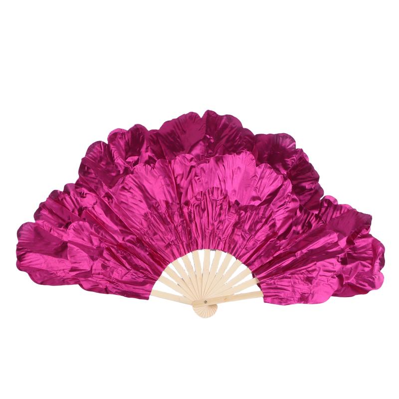 75Cm Peony Petal Dancing Fan Bright Cloth Double Side Yangko Dance Fan Ladies Hanfu Cheongsam Props Folding Hand Fans