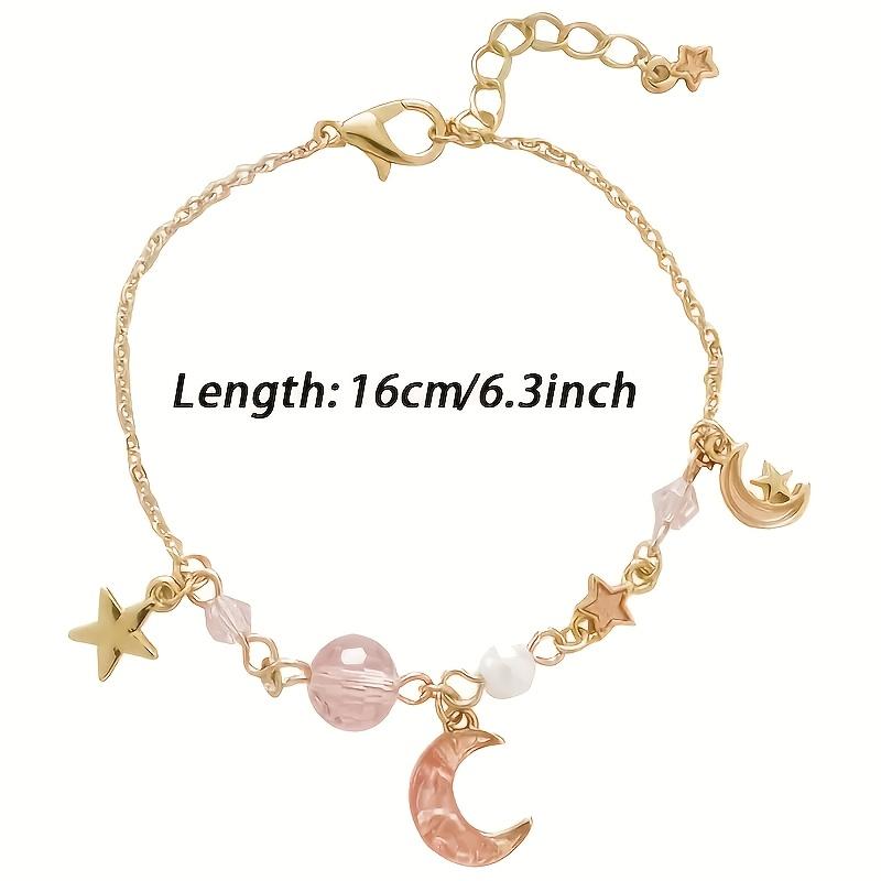 A Sweet, Cute, Elegant, and Dreamy Star and Moon Bracelet, a Fashionable Moon Bracelet for Women, a Beaded Bracelet with