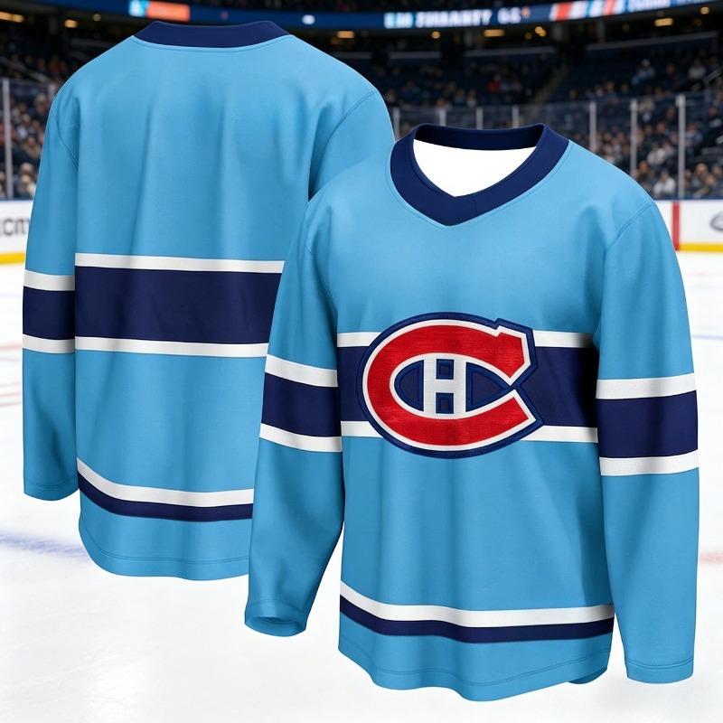 2026 Canadian Men's Best-Selling Ice Hockey Training Suit - Breathable, Drying Fast, Blue Long-Sleeved Top Family