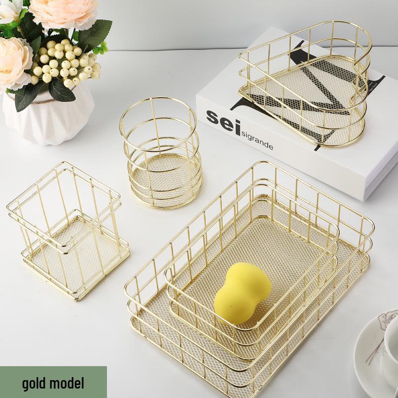 Nordic Iron Art Desktop Organizer and Jewelry Storage Basket