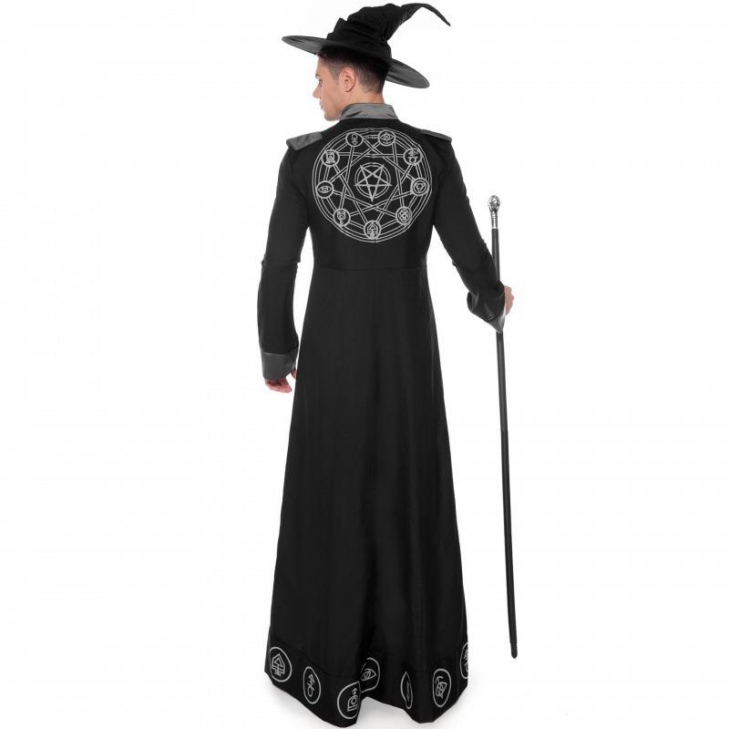 Halloween Men's Black Classic Wizard Wizard Prophet Costume Demon Party Stage Costume