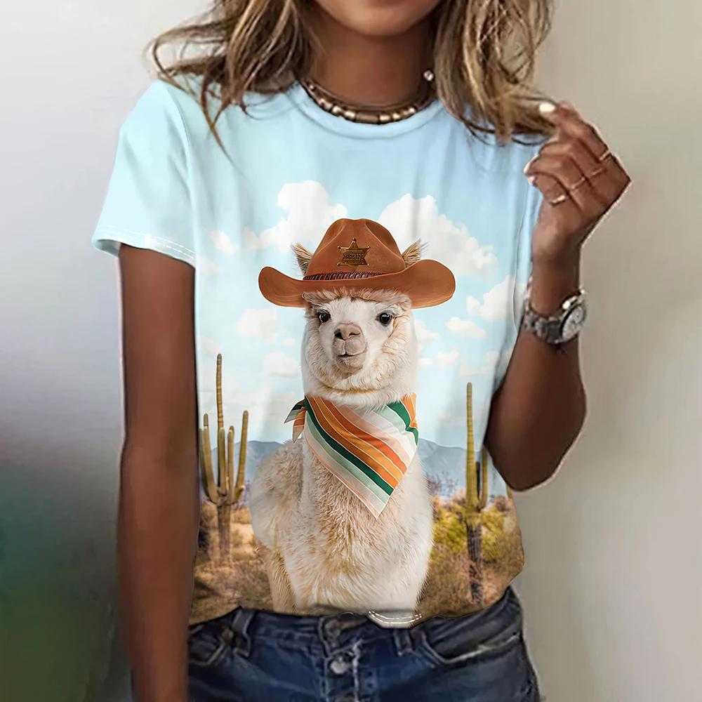 

Summer Women Fashionable T-shirt Cute Cartoon Animal Print Tops Tees Female Funny Short Sleeve Clothing Casual Stylish Outfit 3XL