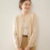 Elegant Women's Winter Cashmere Sweater Cardigan - Round Neck, Long Sleeve, Fluffy Loose Knit