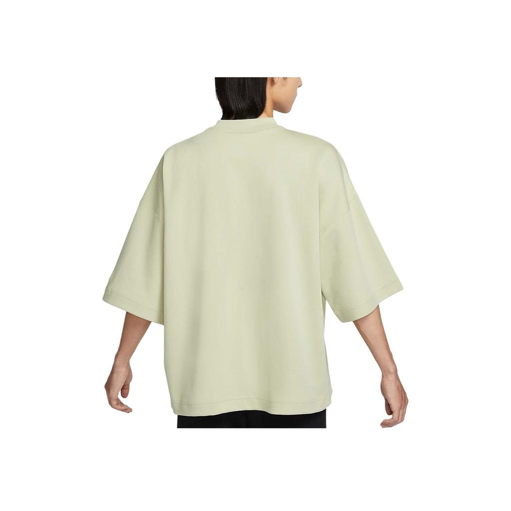 Nike Sportovní oblečení Tech Fleece Volné Pohodlné Hladké Tričko s krátkým rukávem Pánské Topy Světle olivově zelená Šedá FZ7582-371