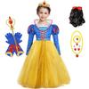 Snow White Dress For Girls Live Action Movie Role Playing Costume 2-12 Years Kids Luxury Elegant Gown Halloween Party Outfits