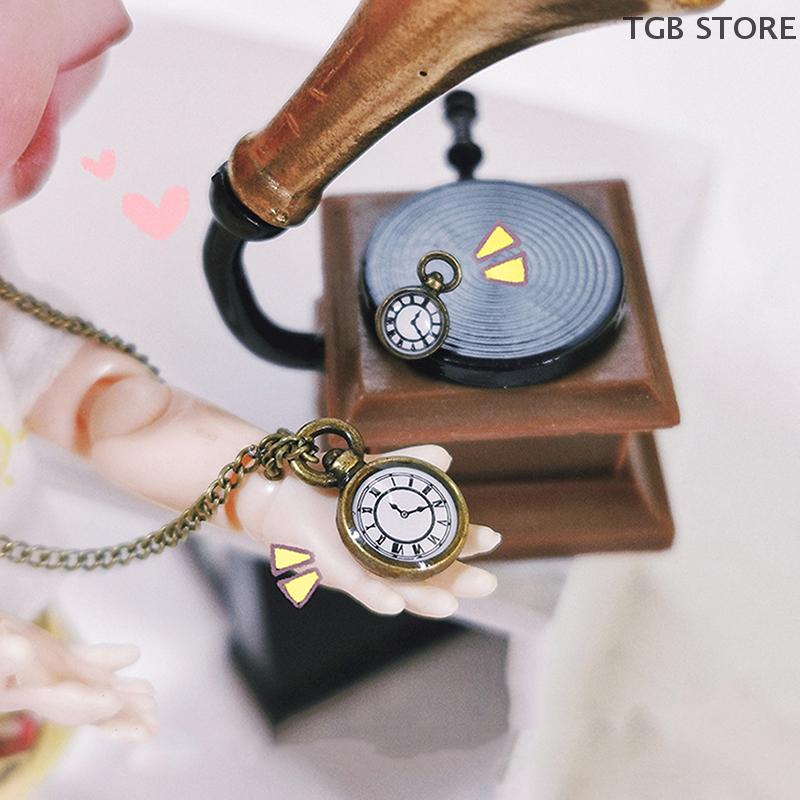 1Pcs 1/12 Mini Doll Vintage Pocket Watch Simulation Dolls Accessories Dollhouse Decoration Kid Pretend Play Toy
