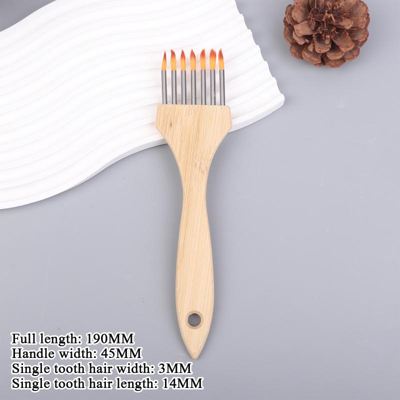 1/3/6Pcs Wooden Handle Multi-toothed Brush Comb Watercolor Acrylic Brushes Set Artists Drawing Supplies