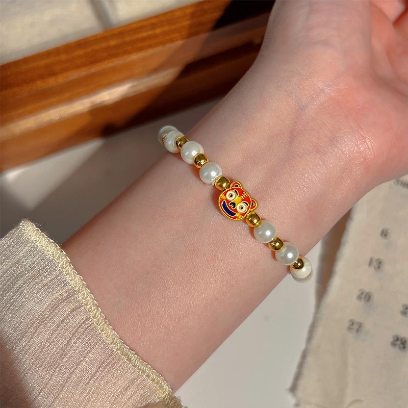 Bracelet Perle Irregulière Forme Spéciale Française Bracelet Femmes Niche Luxe Léger Exquis Doré Demi-Bracelet Bracelet Accessoires