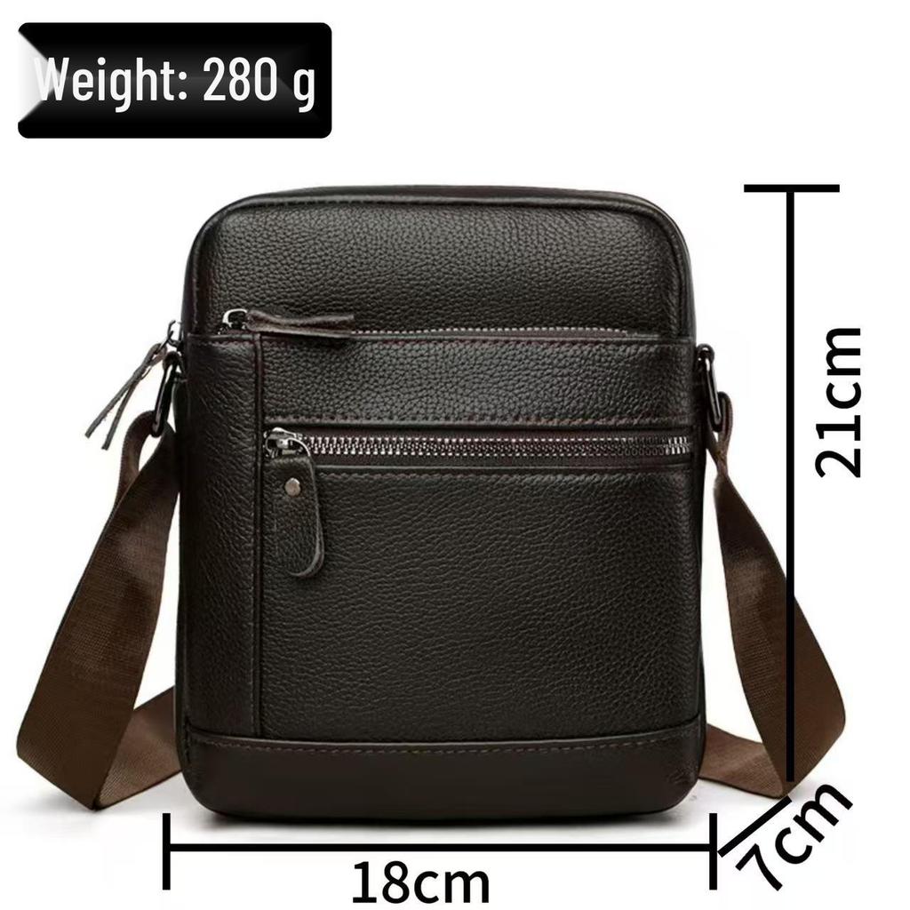 Men's Genuine Leather Single Shoulder Crossbody Bag - Lightweight Top Layer Cowhide Casual Backpack
