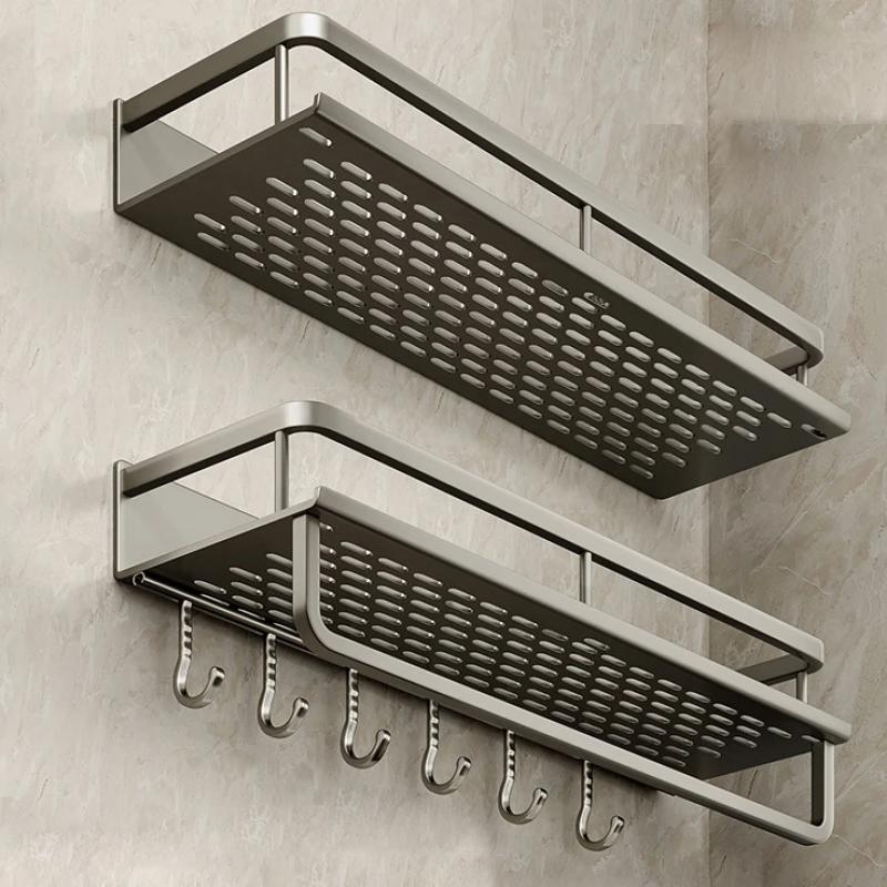 1PC Punch-Free Bathroom Rack Bathroom Shelf Toilet Space Aluminum No Drill Hanging Rack Bathroom Organizer Hang On The Wall
