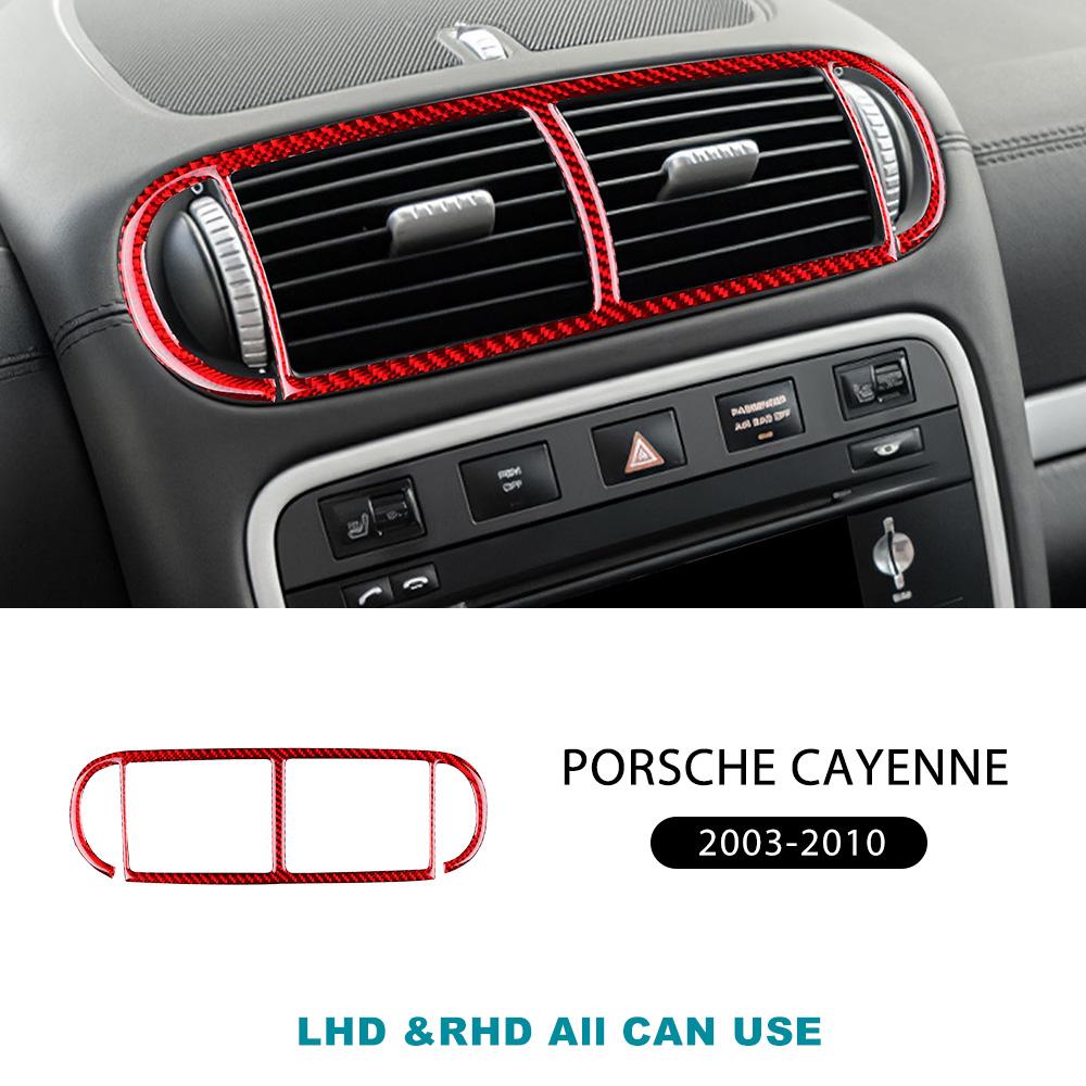 Real Soft Carbon Fiber Sticker For Porsche Cayenne 2003 2004 2005 2006 2007 2008 2009 2010 Center Air Vent Interior Accessories
