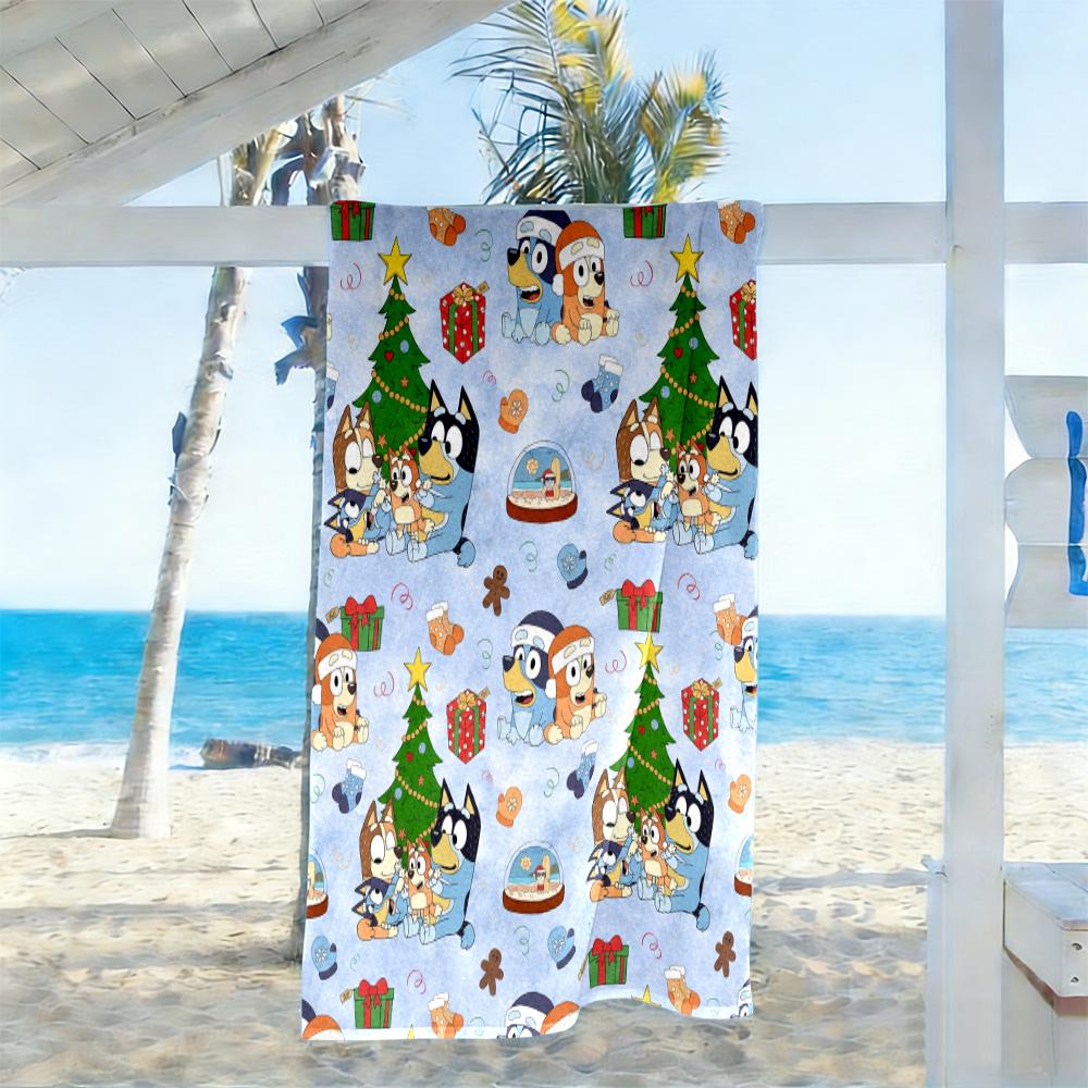 Bluey Family Adventure Beach Towel Super Soft Microfiber Quickdry Fabric Comfortable Lightweight Perfect for Traveling Yoga Camping and Swimming
