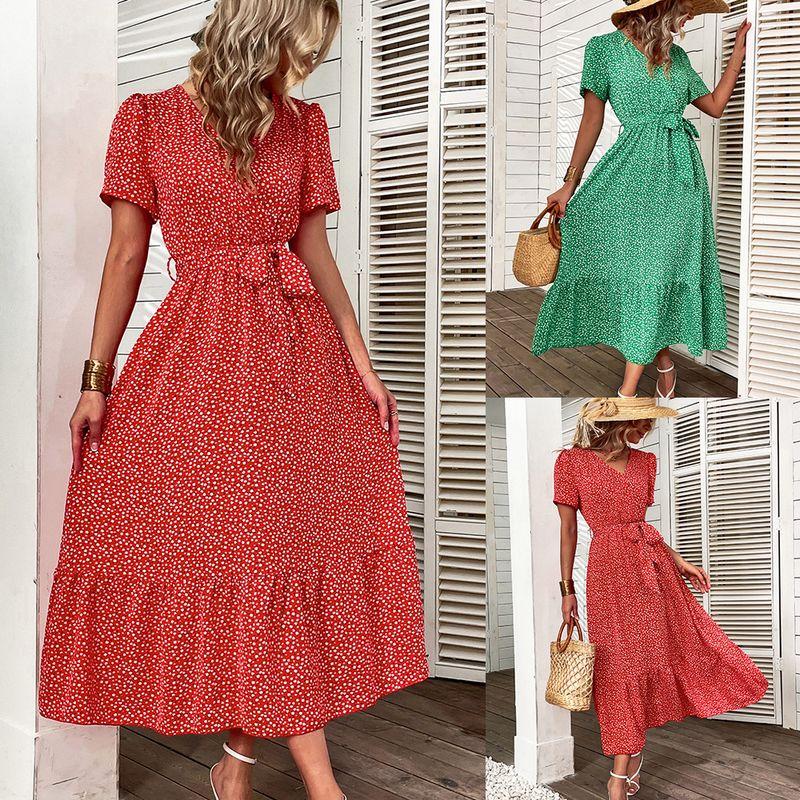 

Swing Dress Short Sleeve Sleeve Printed Dress Large Swing Dress Short Sleeve Printed Dress Women Green XL