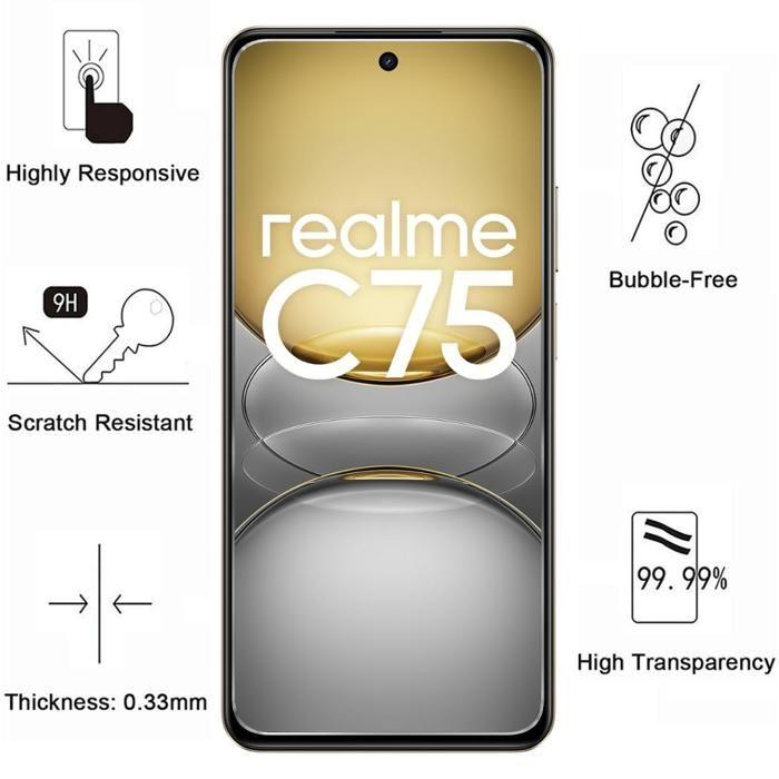 Verre Trempé - Phonillico® - Realme C75 - Pack 2 - Résistant aux rayures - Protection écran