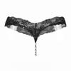 Sexy Underwear Women Erotic Sexy Lace T-Pants Pearl Massage Panties Ladies Transparent Seamless Sexy Thongs Crotchless Panties