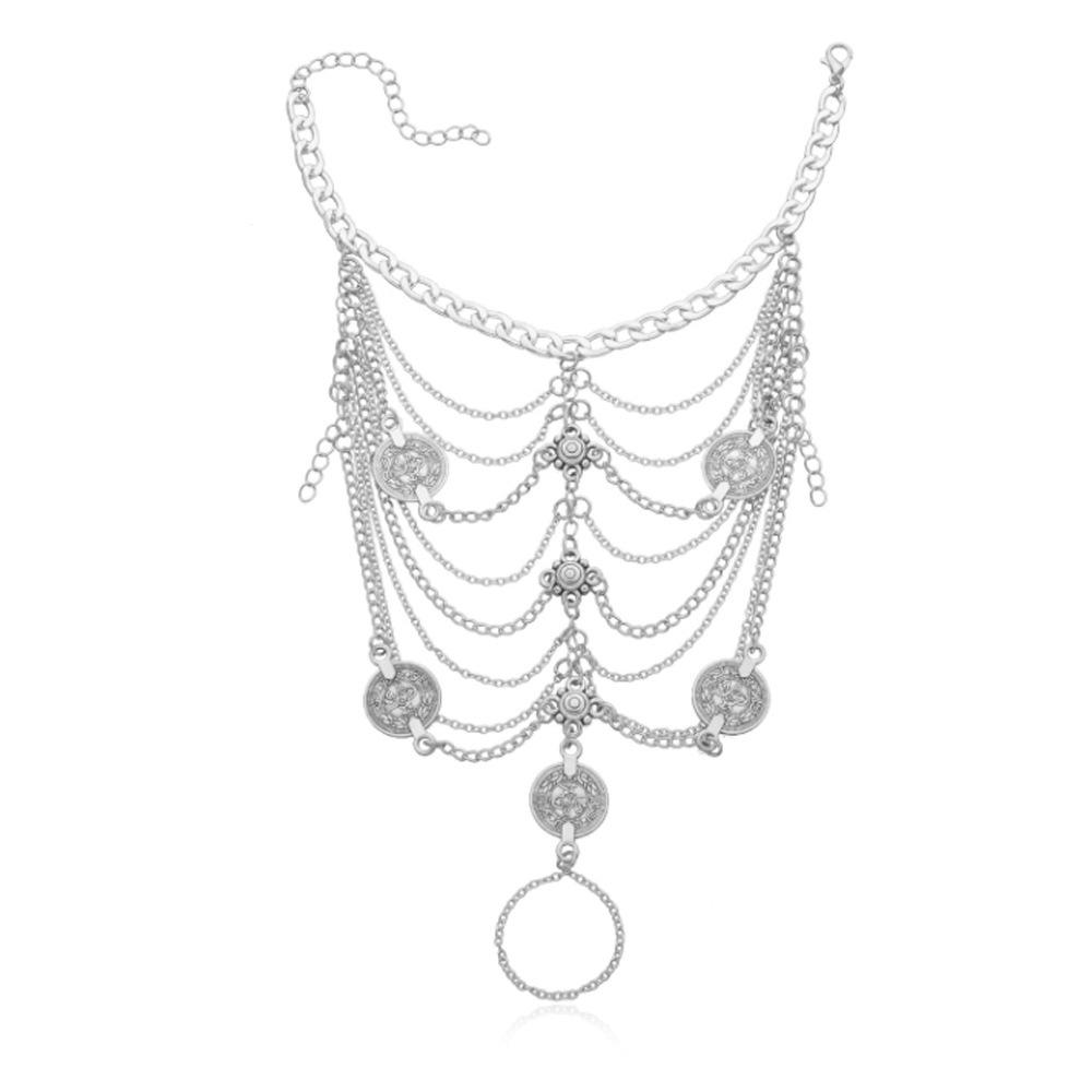 Retro Exotica: Multi-Layer Metal Tassel Anklet for Women, Cos Court Style Foot Jewelry