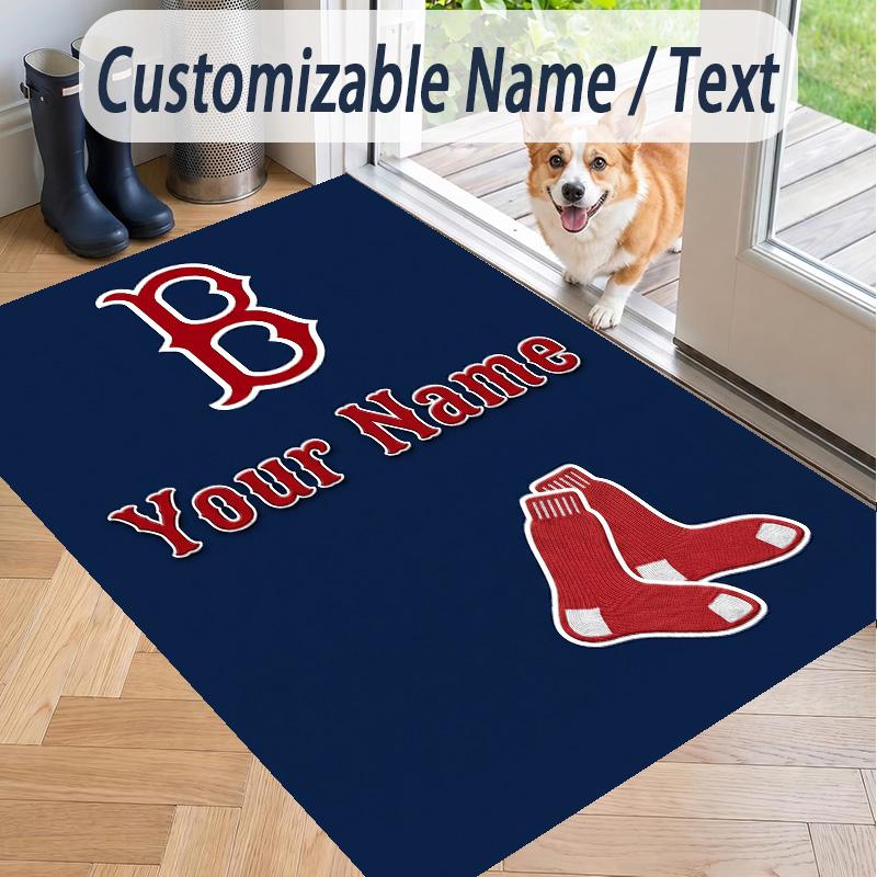 Custom Text Printed Rug Boston Red Sox Non Slip Floor Carpet For Home Room Decor