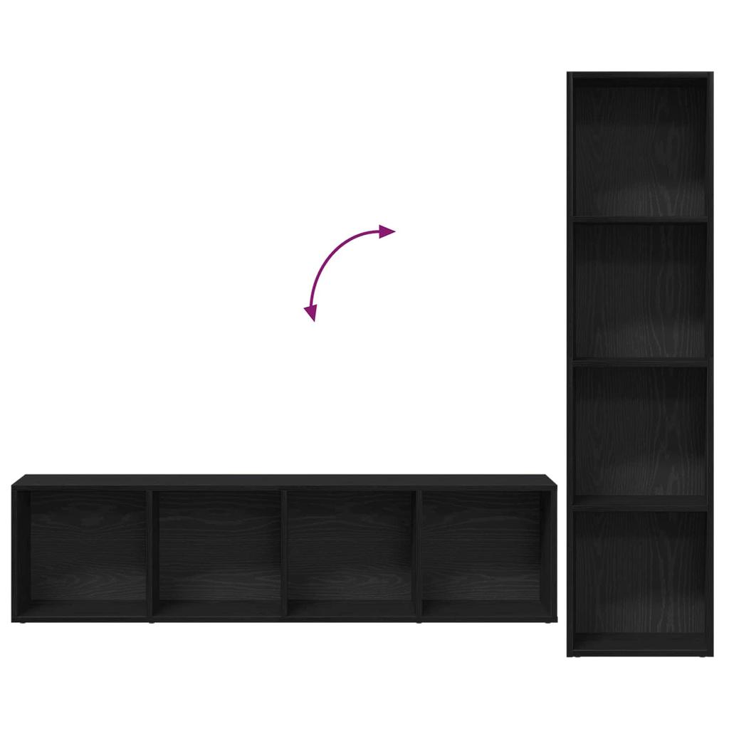 3 Piece Bookshelf Black Oak Effect 36 x 30 x 143 cm