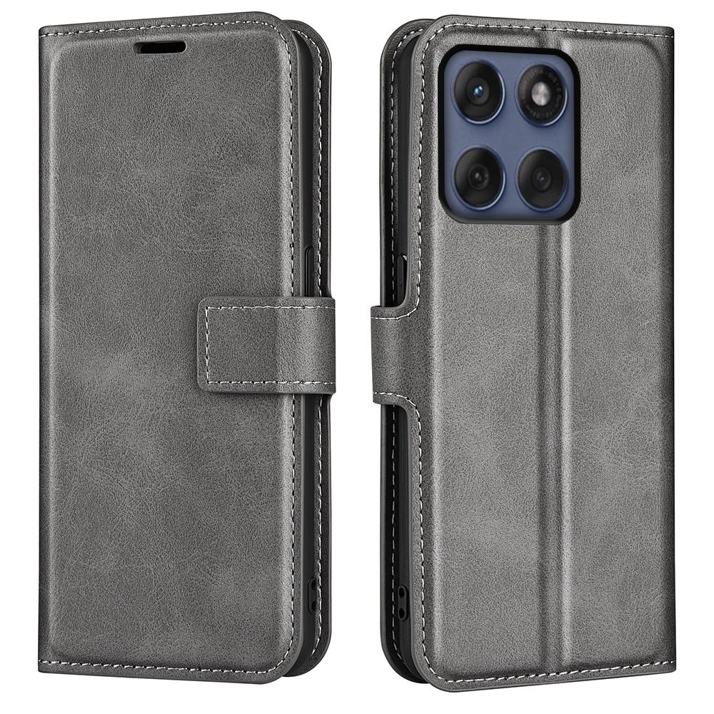 

Чехол-подставка для Motorola Edge 60 Fusion 5G, противоударный, из кожи теленка с текстурой, чехол для телефона Grey