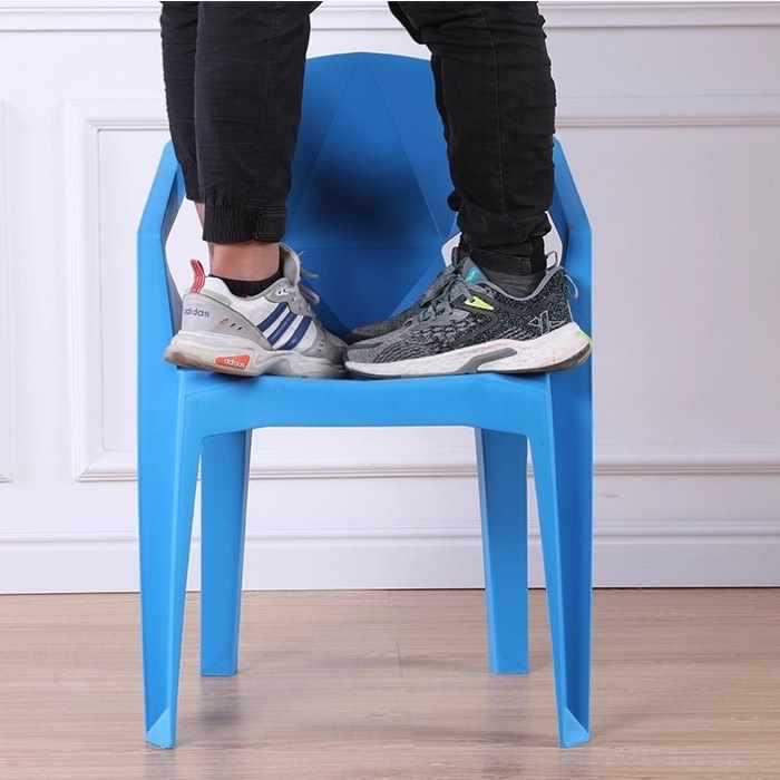 Stackable Outdoor Plastic Armchair with Backrest & Thickened Stool for Dining or Leisure