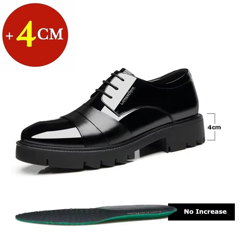 

Fashion Patent Leather Splicing Men Elevator Shoes 4/7/9 CM Height Increase Lift Men Formal Oxford Shoes for Business Wedding Footewar 38