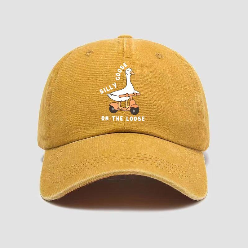 pc Skateboarding Duck Print Washed Baseball Cap for UnisexMinimalist Retro Style Casual Soft Adjustable Dad HatPerfect As Gifts