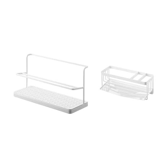 [Set Purchase] Yamazaki Wide Jug Bottle Stand White Approx. W32XD12XH17cm Tower Tower Water Bottle Stand Drainer Rack 5409 + Yamazaki Water Flowing