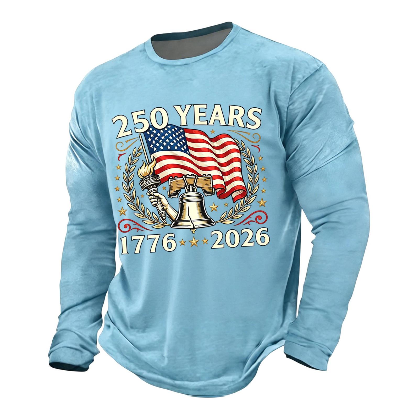 

Men s Casual Short Sleeve T-Shirt Printed Design Commemorating 250 Years 1776-2026 Independence Day Style Comfortable Fit XXXL