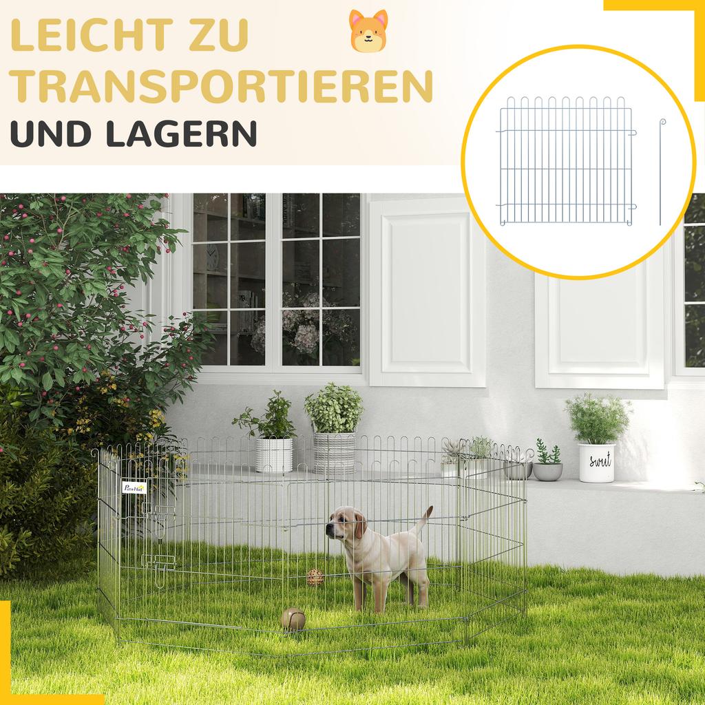 Free-Range Enclosure Puppy Playpen Puppy Fence Playpen Puppy Gate for Animals 8-Piece W63 x H60 cm