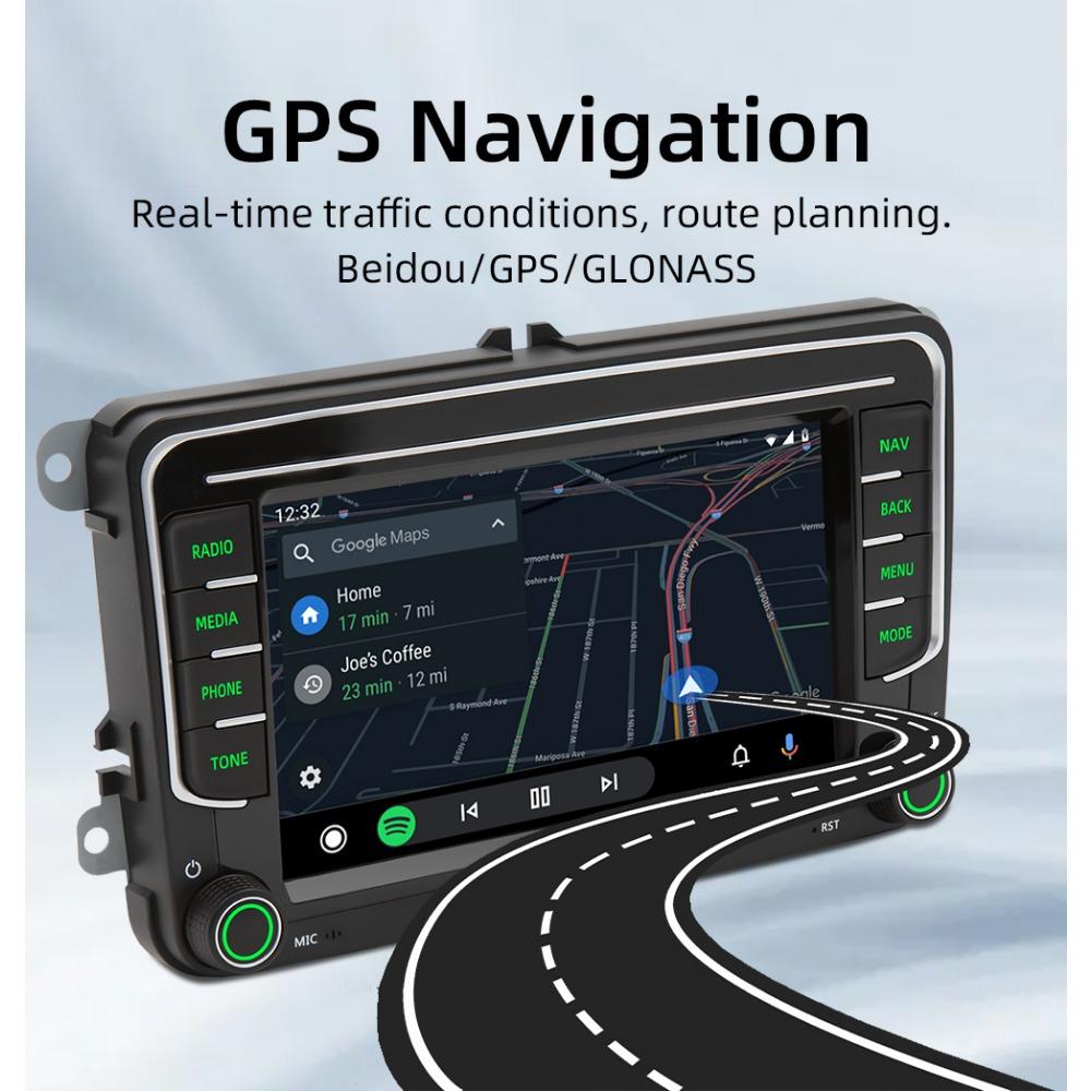2Din bilradio Android for Volkswagen Golf 5 6 Polo Passat B6 B7 Jetta Caddy Touran Universal Multimedia Carplay Navigasjon GPS 2+64GB