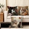 Cat And Flower Fashion Cushion Cover Plush Fabric Soft DoubleSided Printed Sofa Warm Winter Home Child Gift Pillow Case