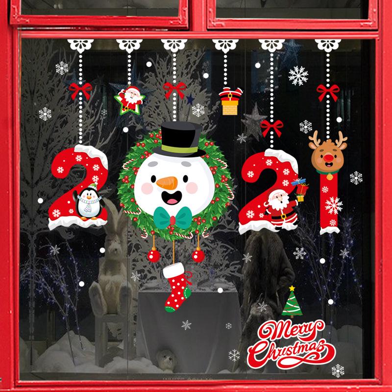 2025 Weihnachten Weihnachtsmann & Schneemann Glastür Wandaufkleber