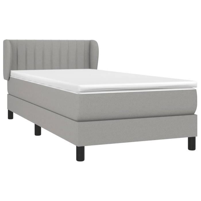 3126365 vidaXL Lit à sommier tapissier et matelas Gris clair 90x190 cm Tissu