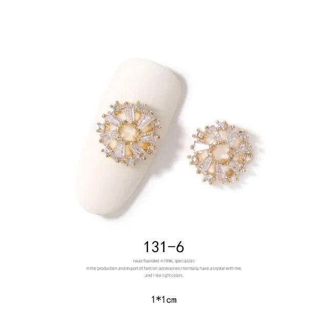 2pieces 3D Metal Zircon Nail Art Jewelry Japanese Nail Decorations Top Quality Zircon Crystal Manicure Zircon Diamond Charms