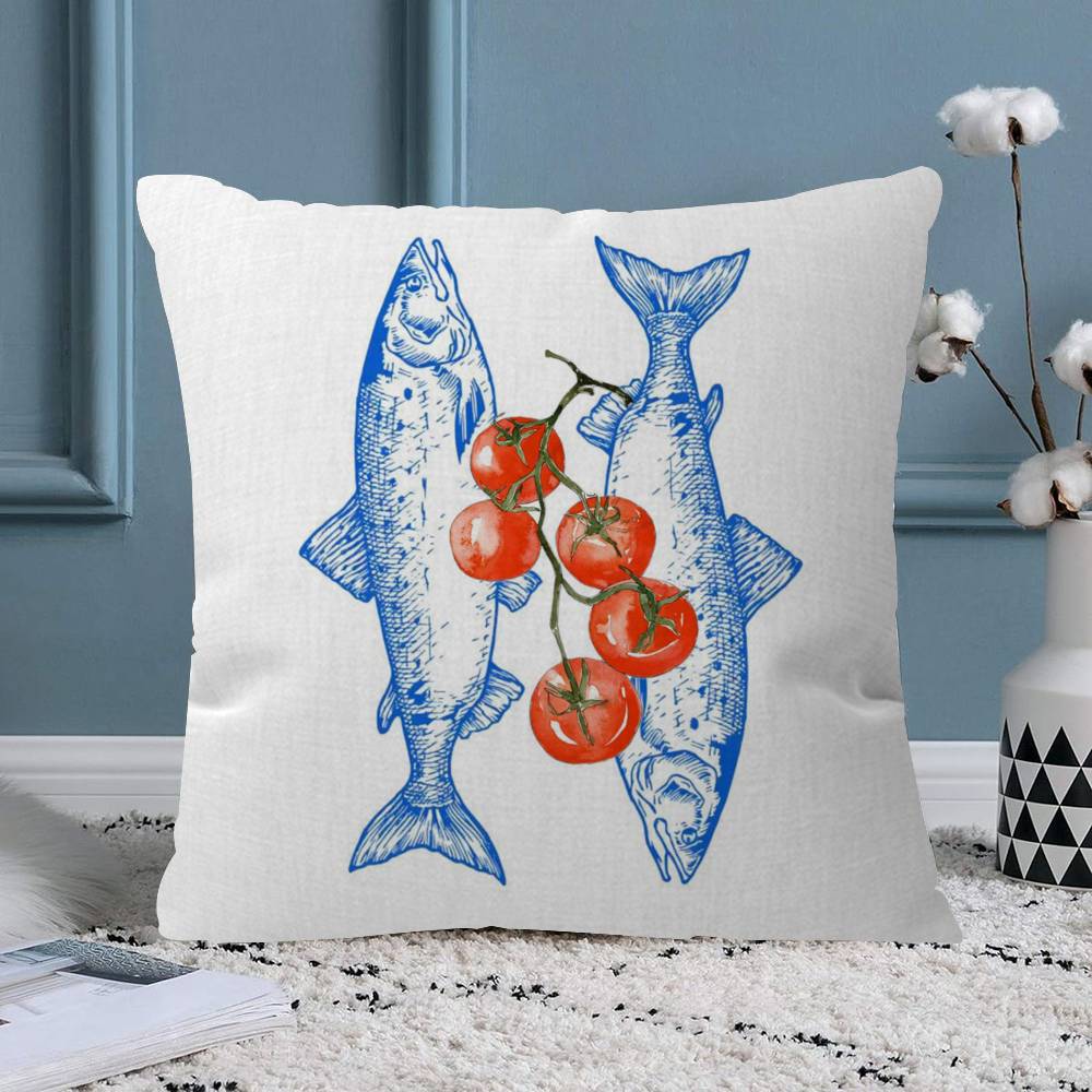 

Sardines Pillow Covers Cartoon Sofa Decorative Home Doublesided Printing Short Plush Cute Cushion Cover 30x30 cm