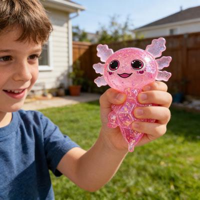 Glittery Salamander Squeeze Toy Soft Slow Rebound Stress Relief Fidget with Transparent Glitter Cute Decompression Gift