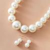 Elegant Large Pearl Necklace Set Exaggeration Clavicle Chain Big Ball Beads Chain Choker  Female