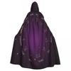 Unisex Witch Party Reversible Hooded Adult Vampires Cape Cloak Zodiac Wheel Space Purple