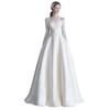 Qidi Brautkleid Frühling und Herbst Neu Frühling und Herbst Europäischer und Amerikanischer Stil Braut Leicht Hauptbrautkleid Spitze Satin Schleppe