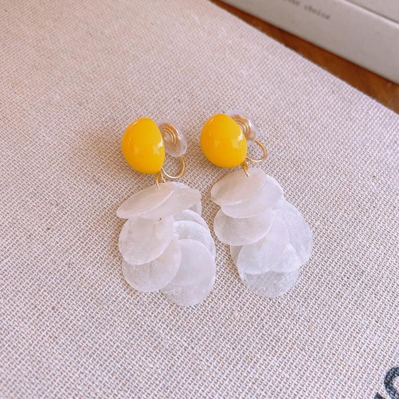 European and American round shell bow fringed earrings light luxury high-end studs fashion versatile earrings