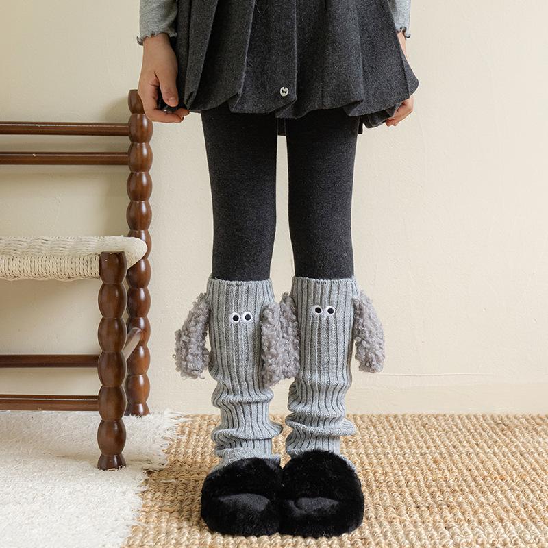 Süße Rüschen-Welpenohren-Beinwärmer im koreanischen Stil für Mädchen - Herbst/Winter Mittelschritt-Stricksocken