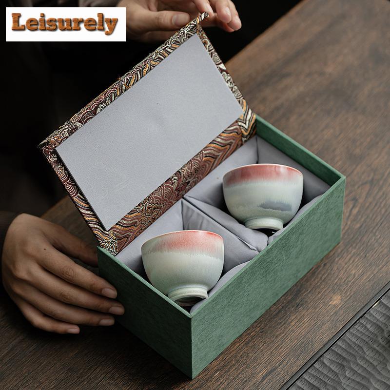 120ML Aurora Kiln Change Red Blue Glaze Teacup Coffee Mug Tea Bowl Mug Fragrance Cup Jianzhan Master Cup Tea Services Supplies