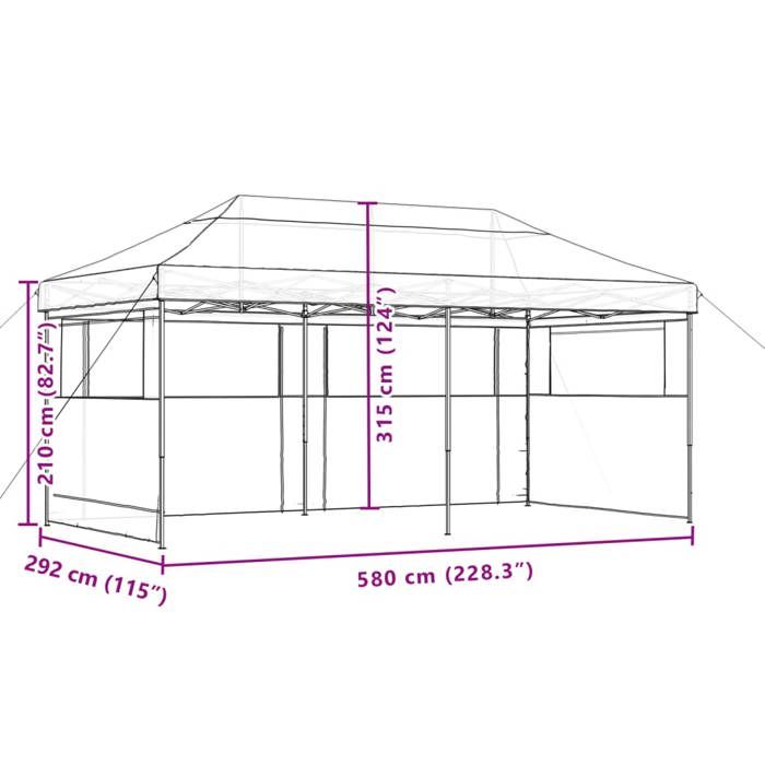 VidaXL Pop-up Folding Party Tent 3 Sidewalls Black, Tent, Awning Tent, Gazebo Awning 4004950