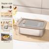Korean Square 304 Stainless Steel Lunch Box with Airtight Glass Lid - Microwave Safe