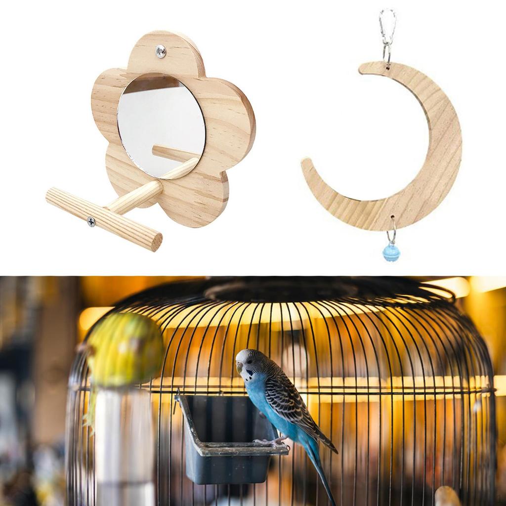 Hanging Swing for Parakeets, Moon Shape Perch Bird Climbing and Play