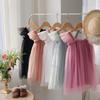 Double-Layer Butterfly Mesh Sweet Girl Strapless Fly-Sleeve Summer Puffy Princess Dress